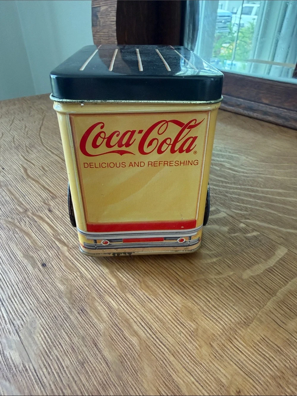 VTG Coca Cola Yellow and Red Tin Delivery Truck w/ Two Compartments